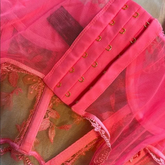 NWT Honey Birdette SABRINA Candy Pink Lace Bustier 36F - Picture 4 of 5